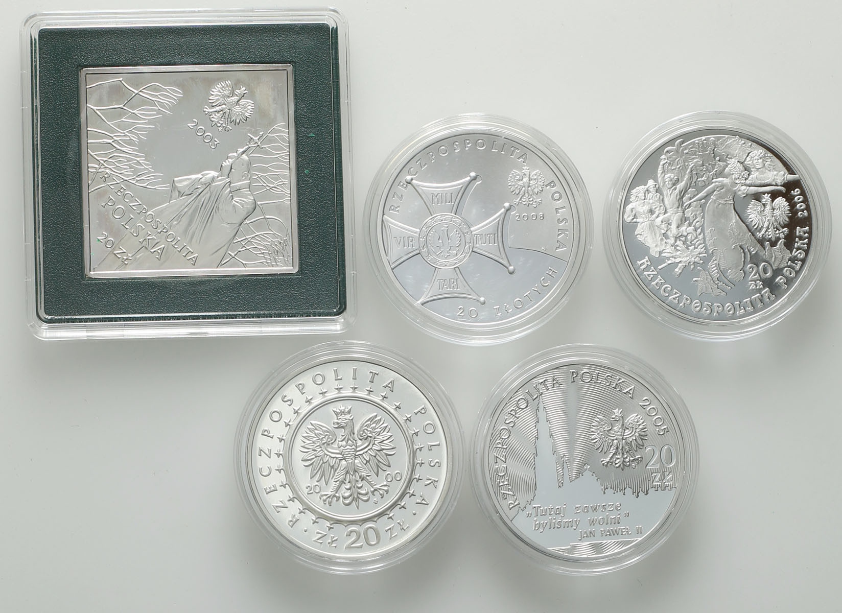 20 złotych 2000-2008 RÓŻNE – zestaw 5 szt.